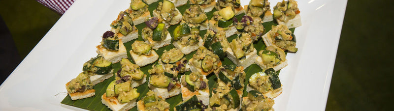 Zucchini, olive and thyme dressing with chargrilled flatbread