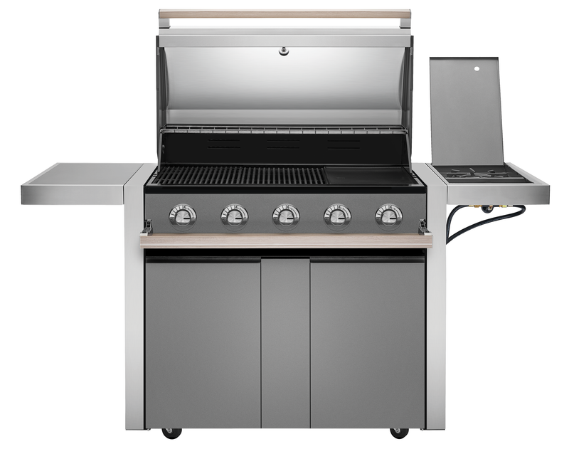 1500 Series - 5 Burner BBQ & Side Burner Trolley