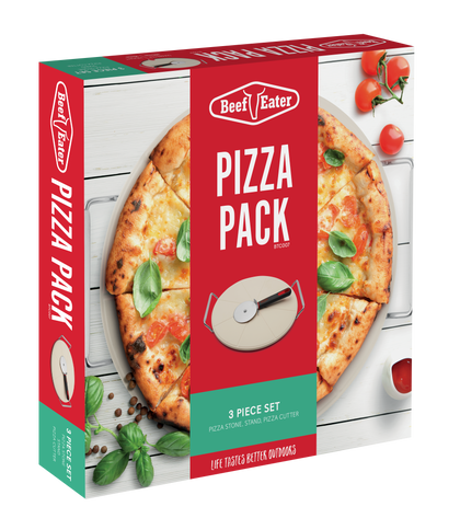 Pizza Pack (3 Piece Set) - Round Pizza Stone, Stand & Pizza Cutter